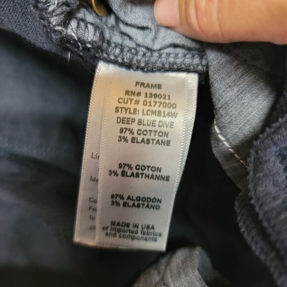 Frame Deep Dive Blue Corduroy Le Crop Mini Boot Womens Size 25 - Picture 7 of 13